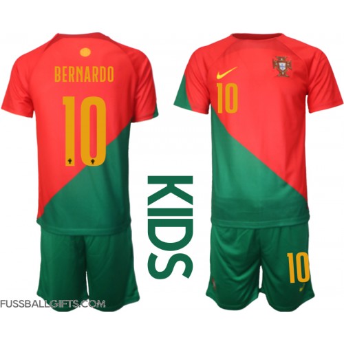 Portugal Bernardo Silva #10 Fußballbekleidung Heimtrikot Kinder WM 2022 Kurzarm (+ kurze hosen)
